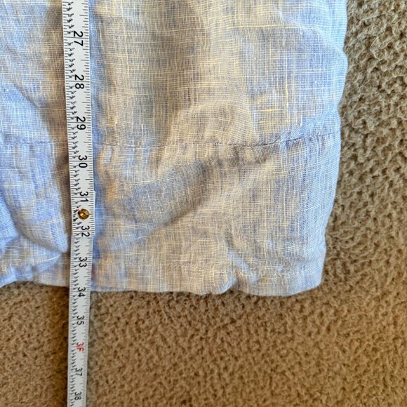 French Curve Linen Tunic Shirt Blue Lightweight Blouse Top - Picture 8 of 13